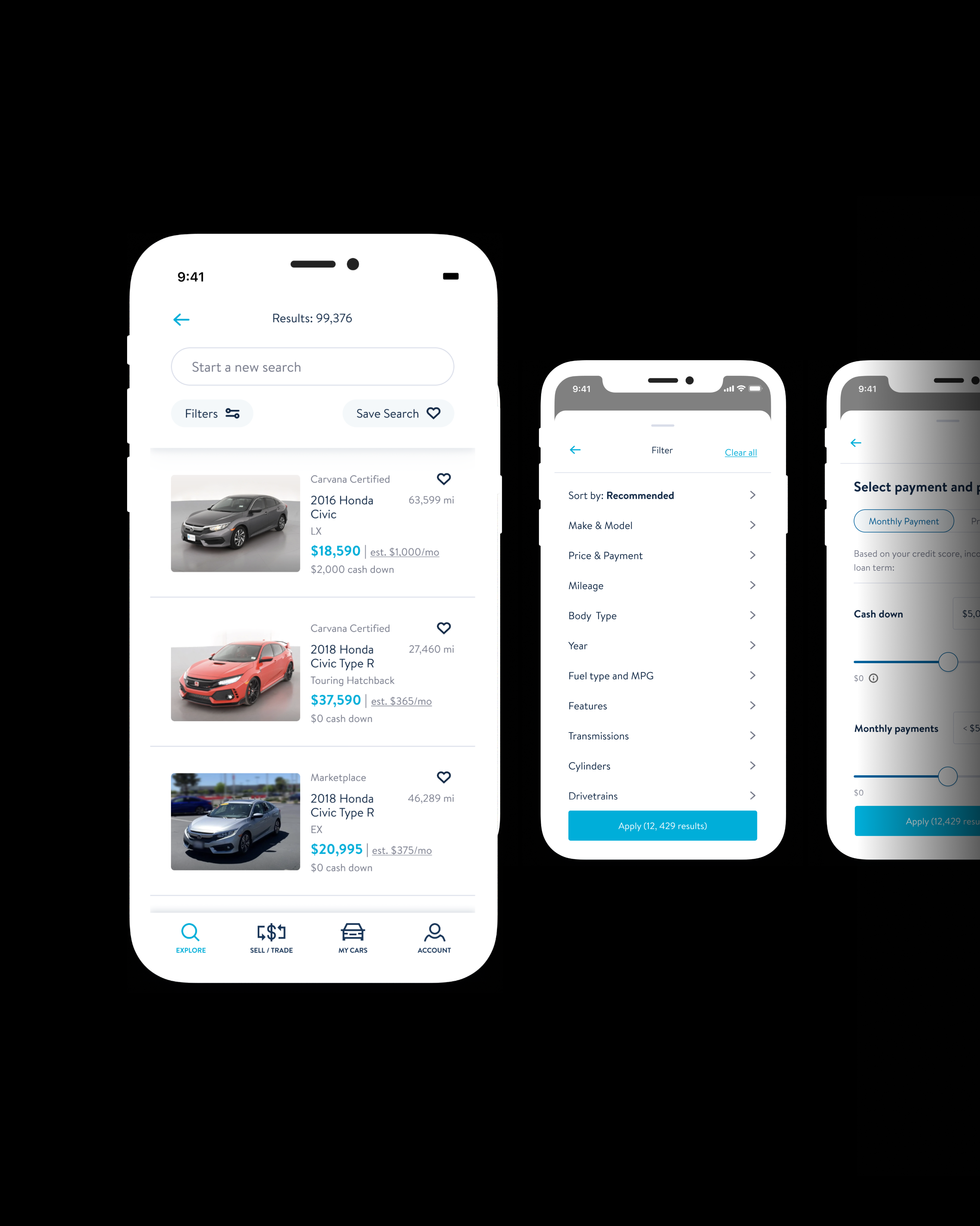 Carvana iOS shopping