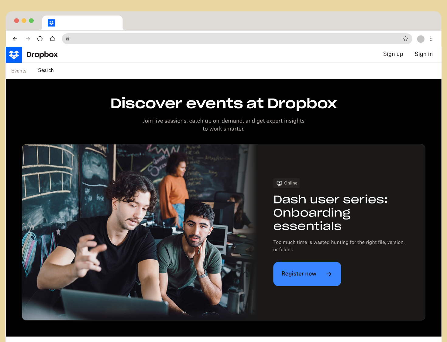 Dropbox events microsite