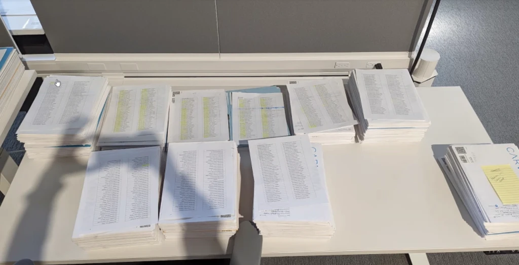 Outbound paper assets, ready for pick-up